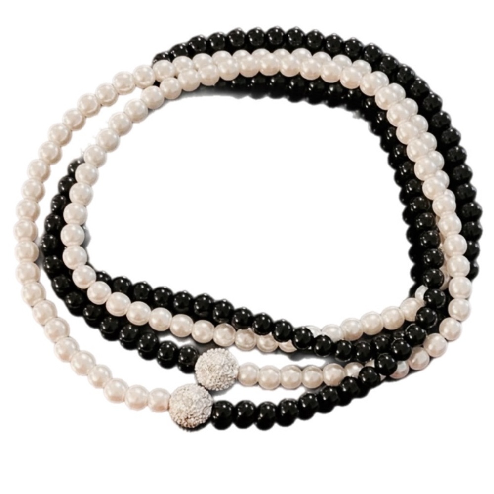 “Collier Bitsy” Faux Pearl Rhinestone Accent Necklace